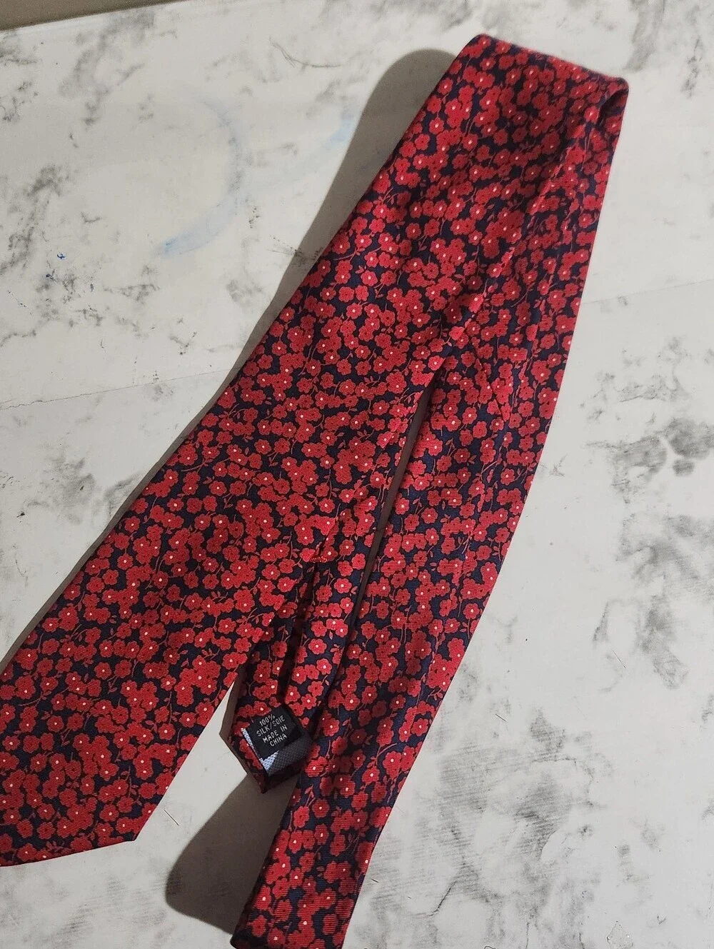 Tommy Hilfiger floral red tie 100% silk